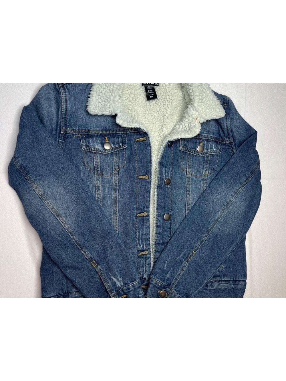 Hot Topic Light Denim Sherpa Lined Jacket Women’s Size Medium